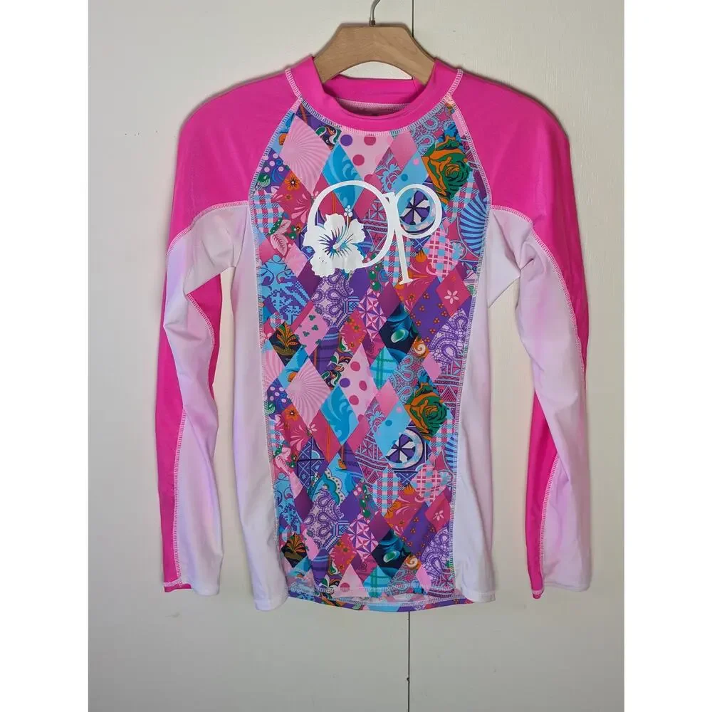 Ocean Pacific Girls Long Sleeve Swim Shirt XL